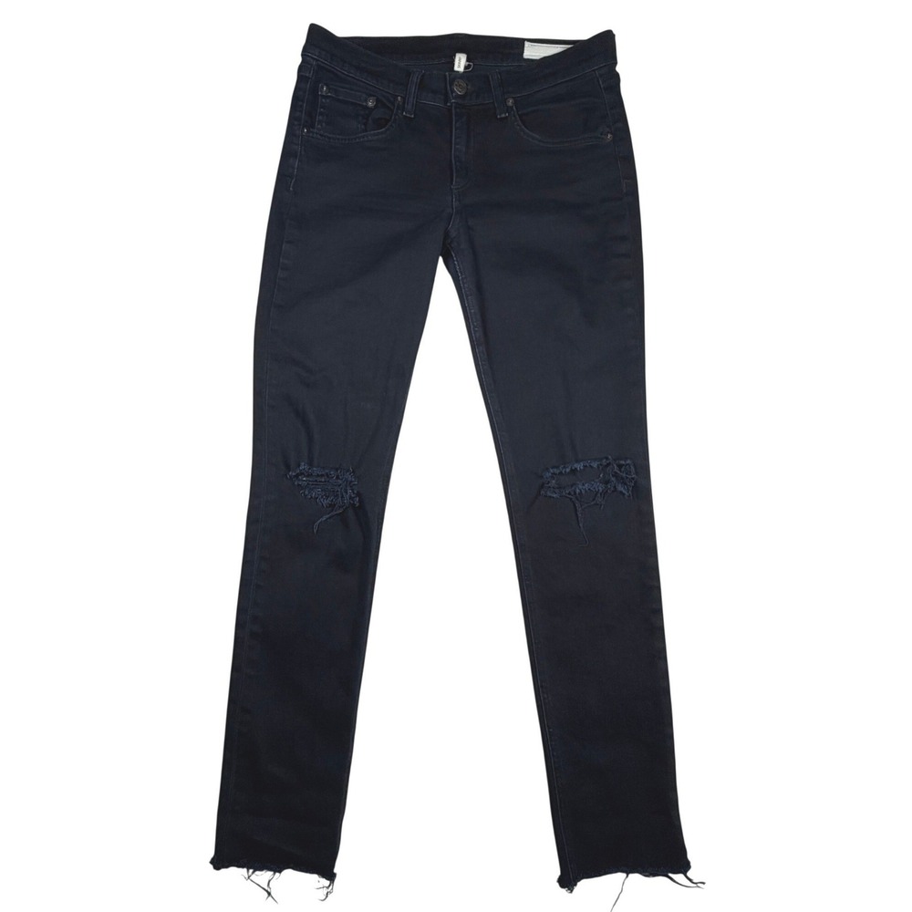 Rag & Bone Skinny Jeans W1502K520 Coal Black Distressed Raw Hem Womens 30 28